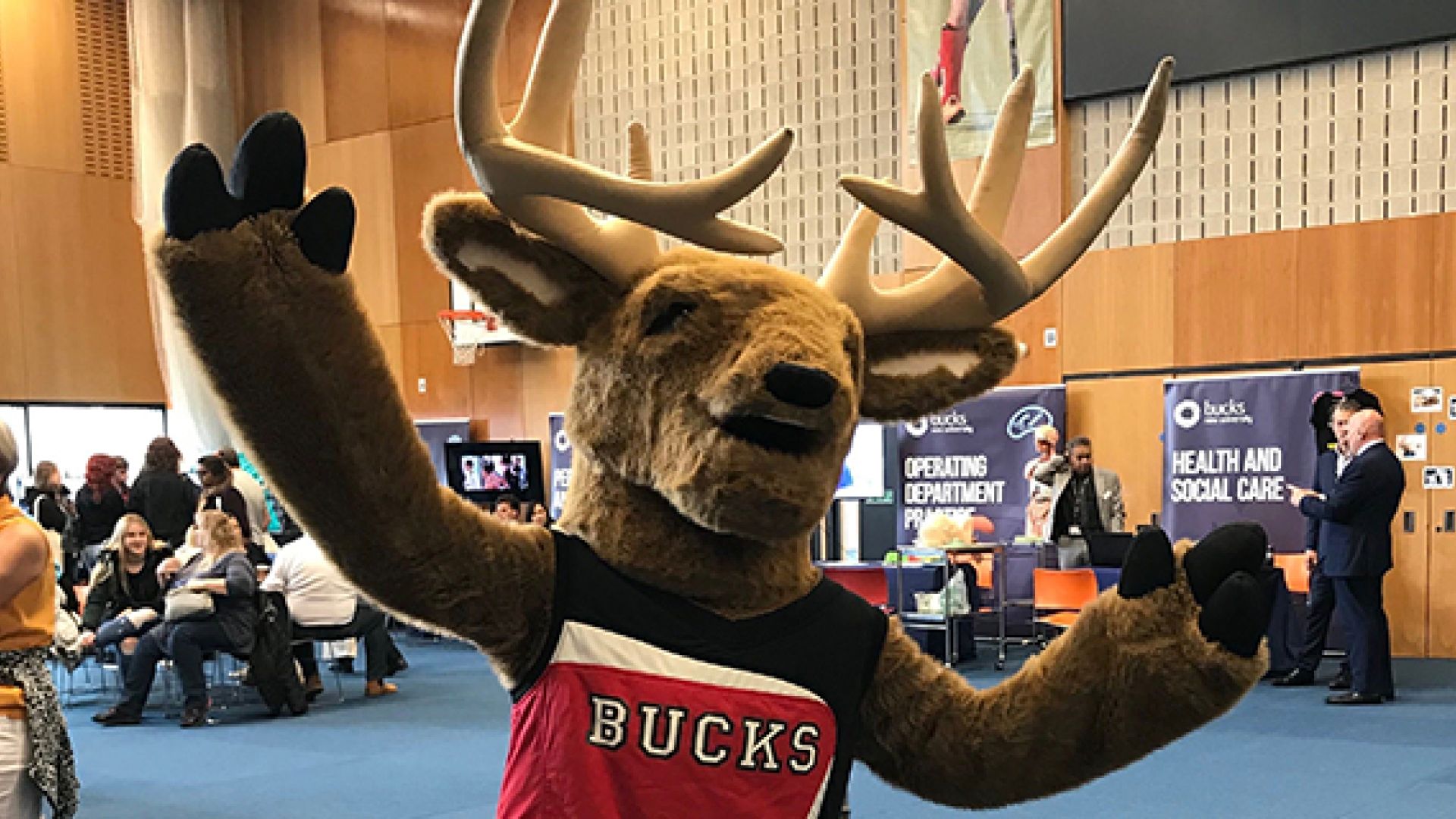 Rusty Bucks person in a buck costume