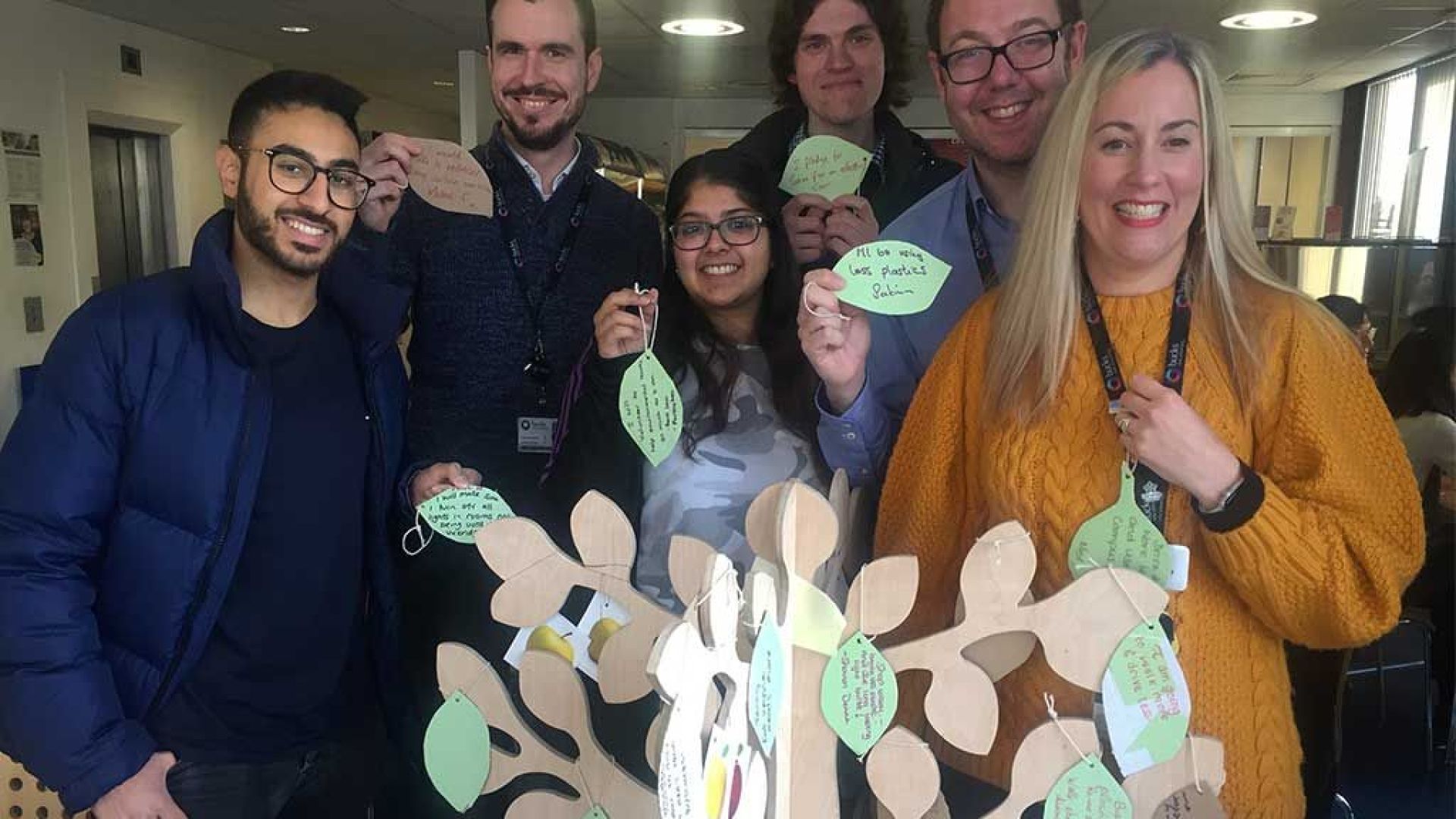 Staff and students making pledge in Uxbridge