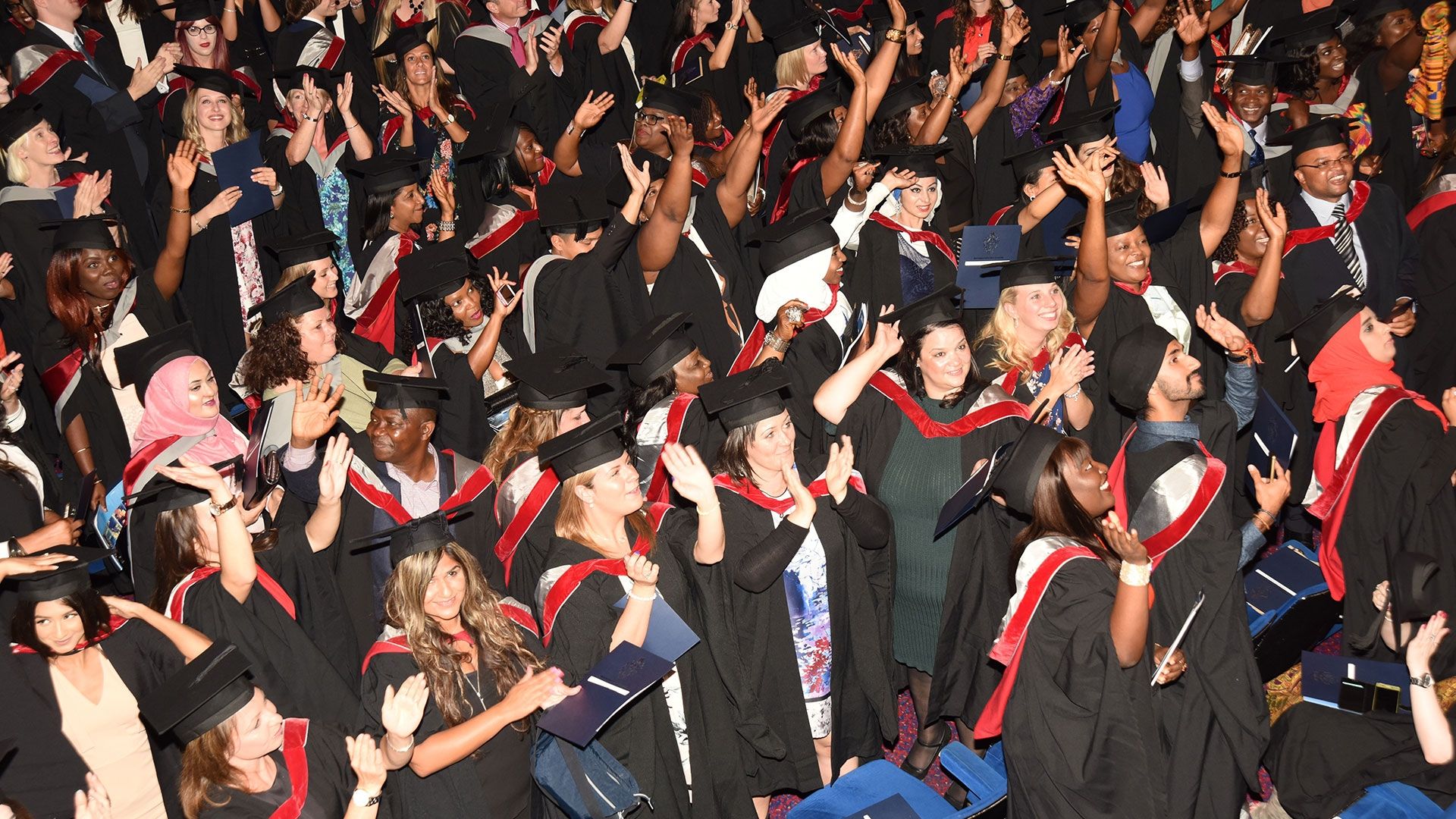 Crowd of students wearing their Graduation gowns