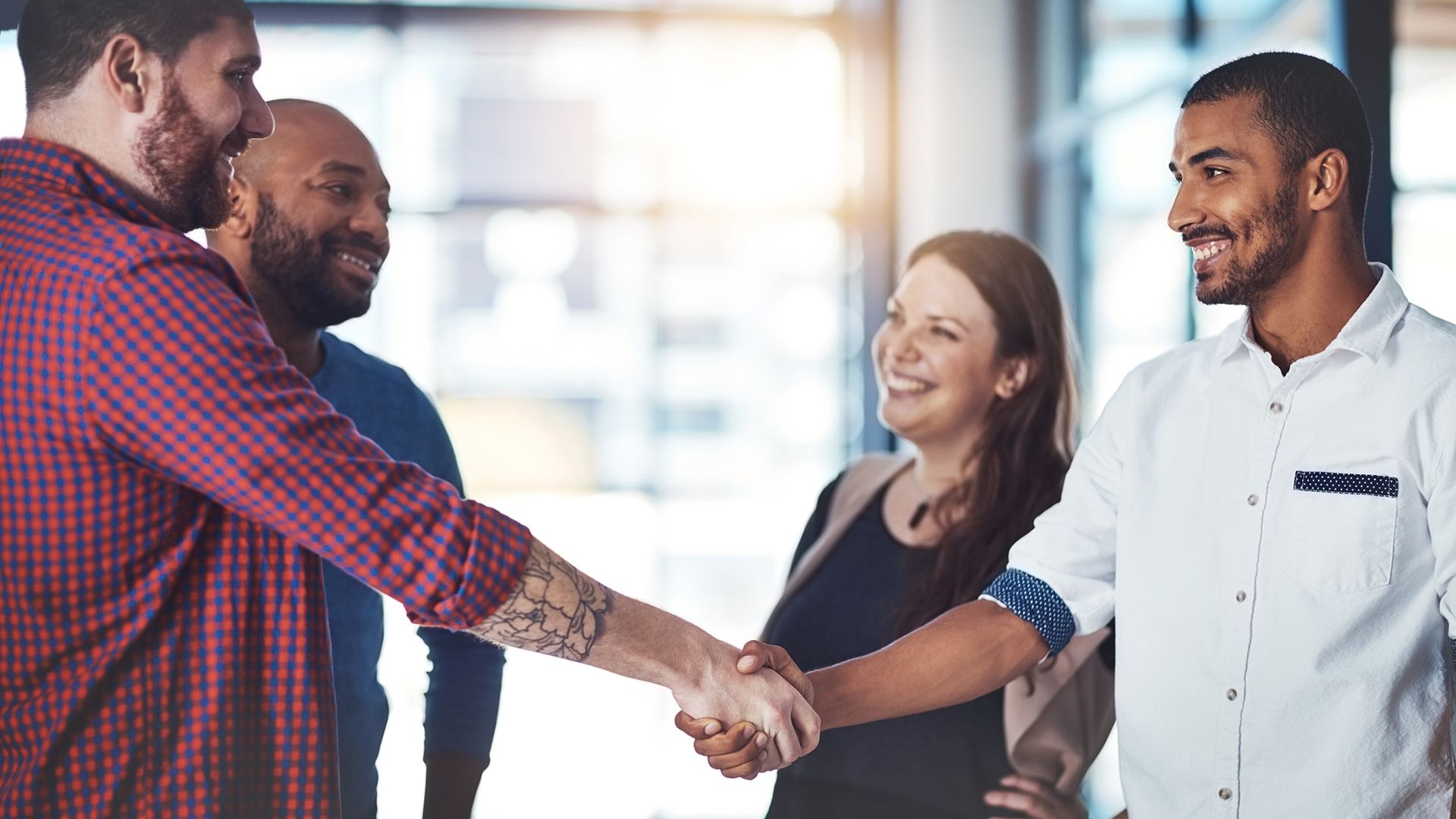 Adults shaking hands forming a partnership