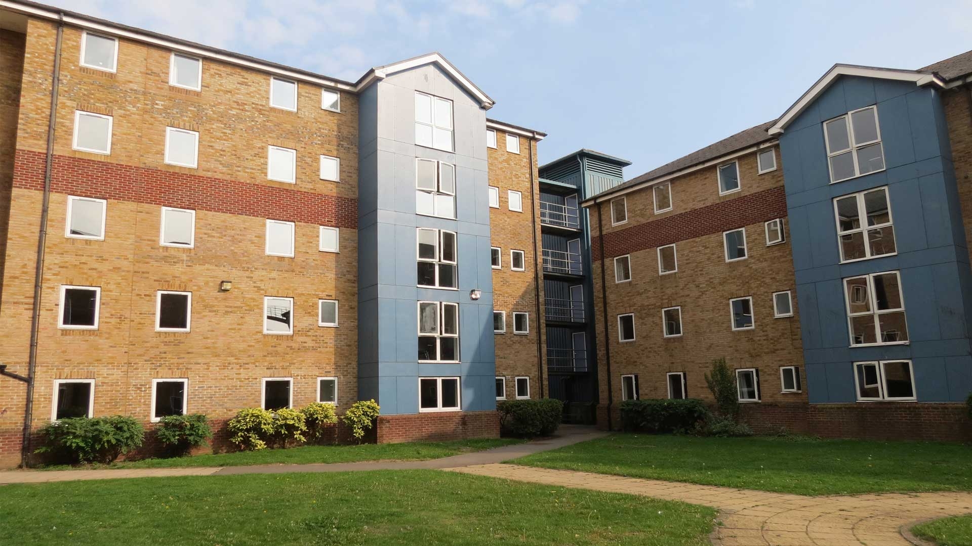 Brook street student accommodation buildings and the courtyard