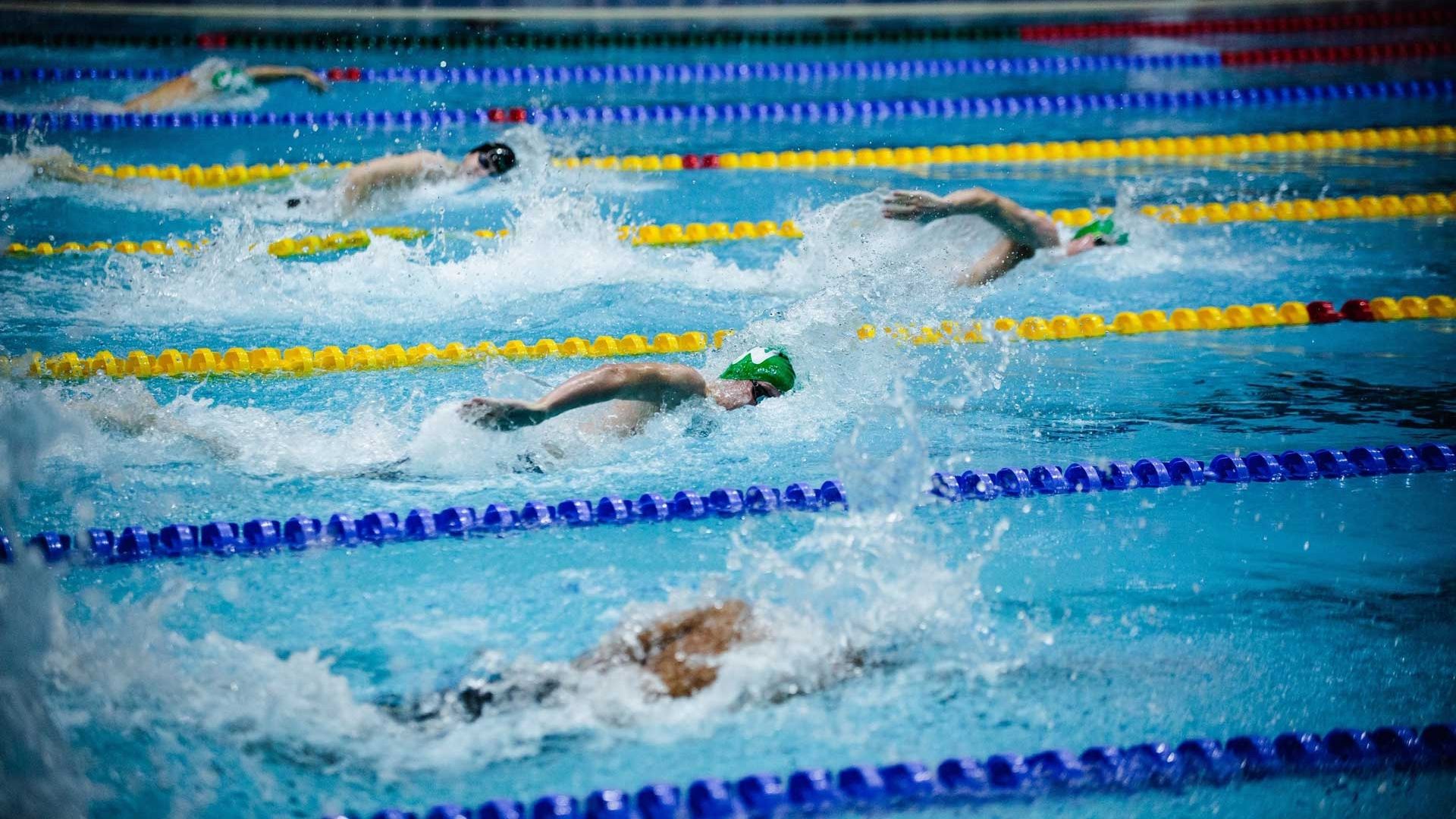 Close up of a swimming race