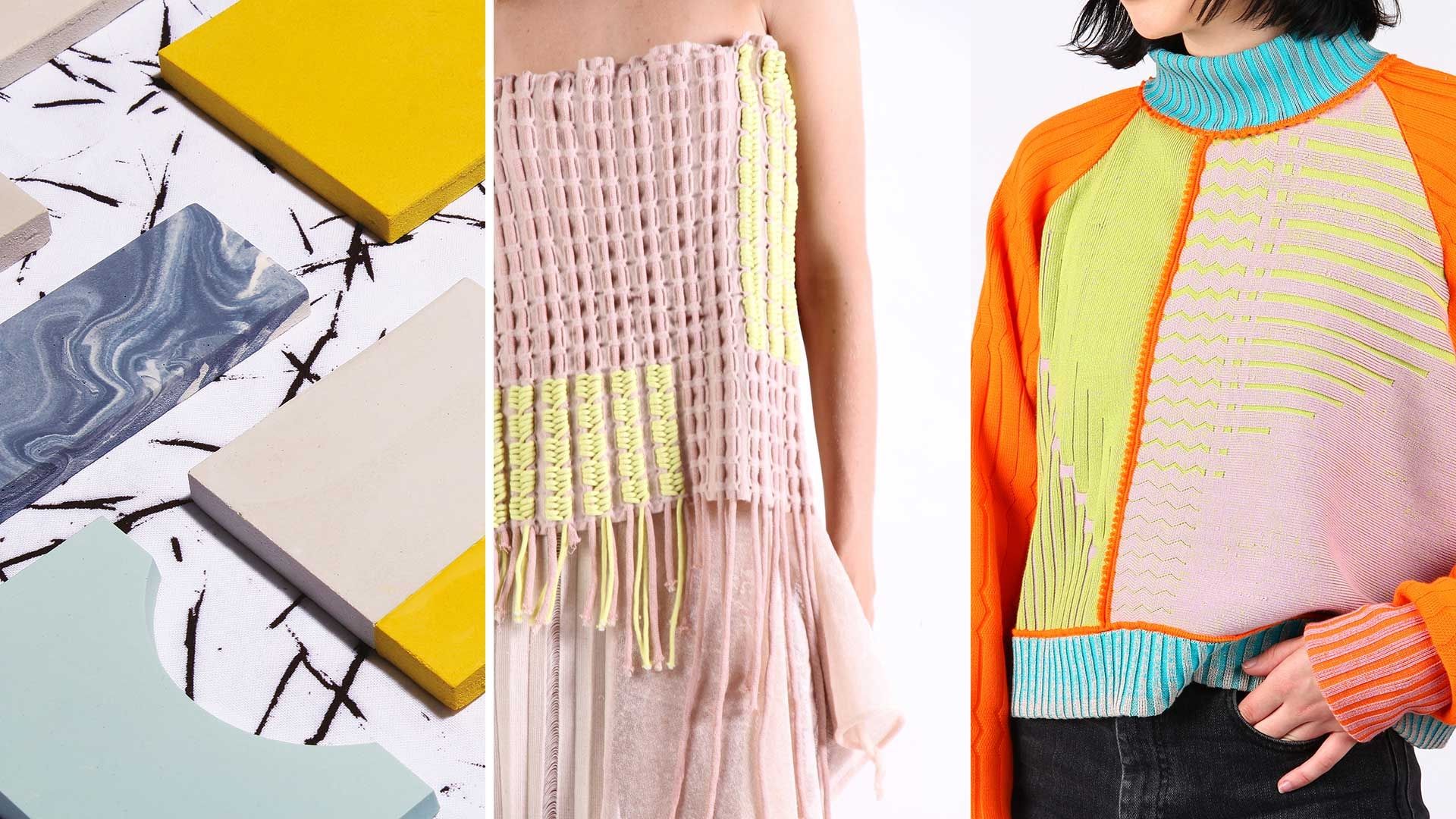 A scarf and a jumper designed by our students