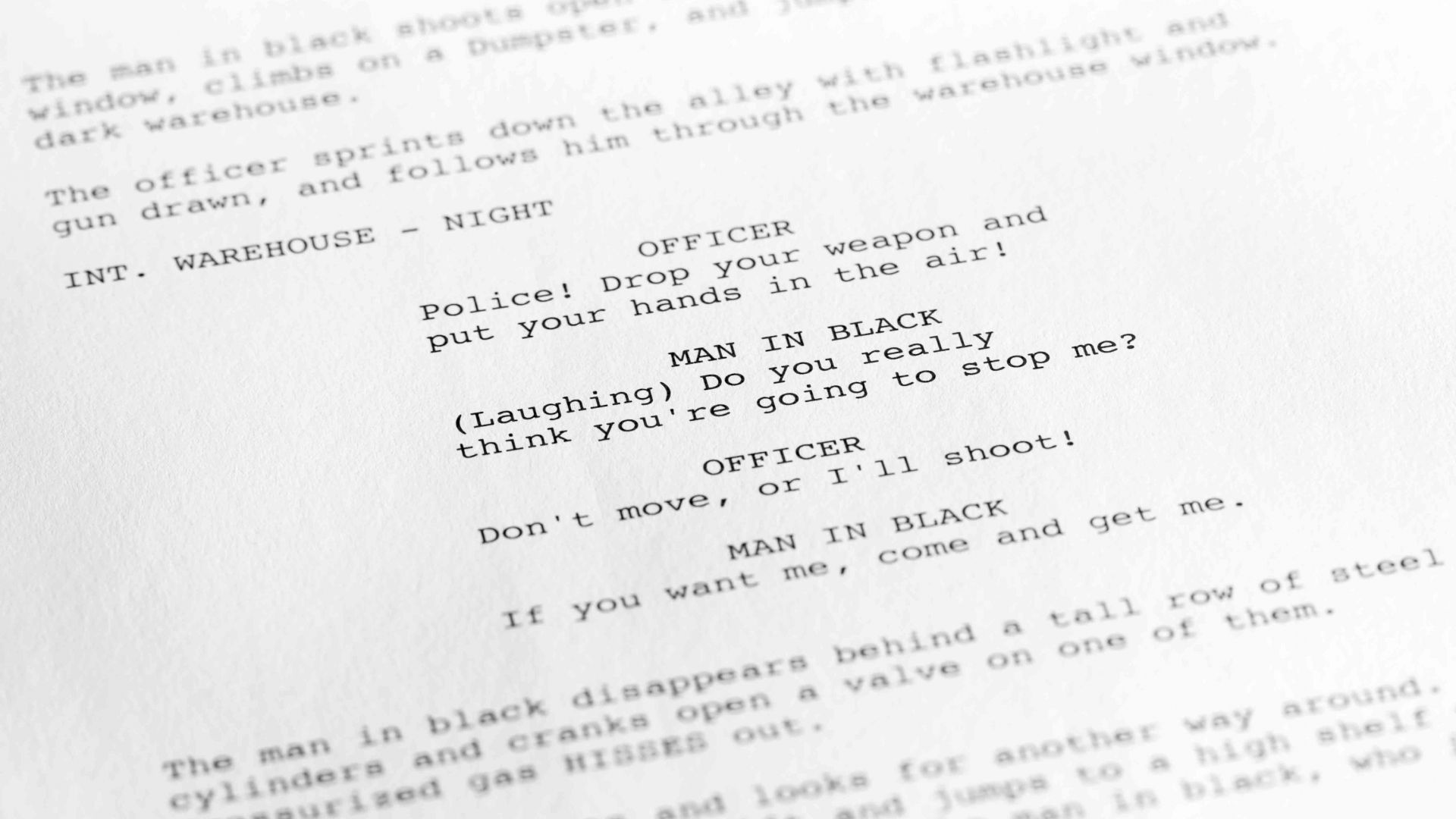 A script for a performance written on paper