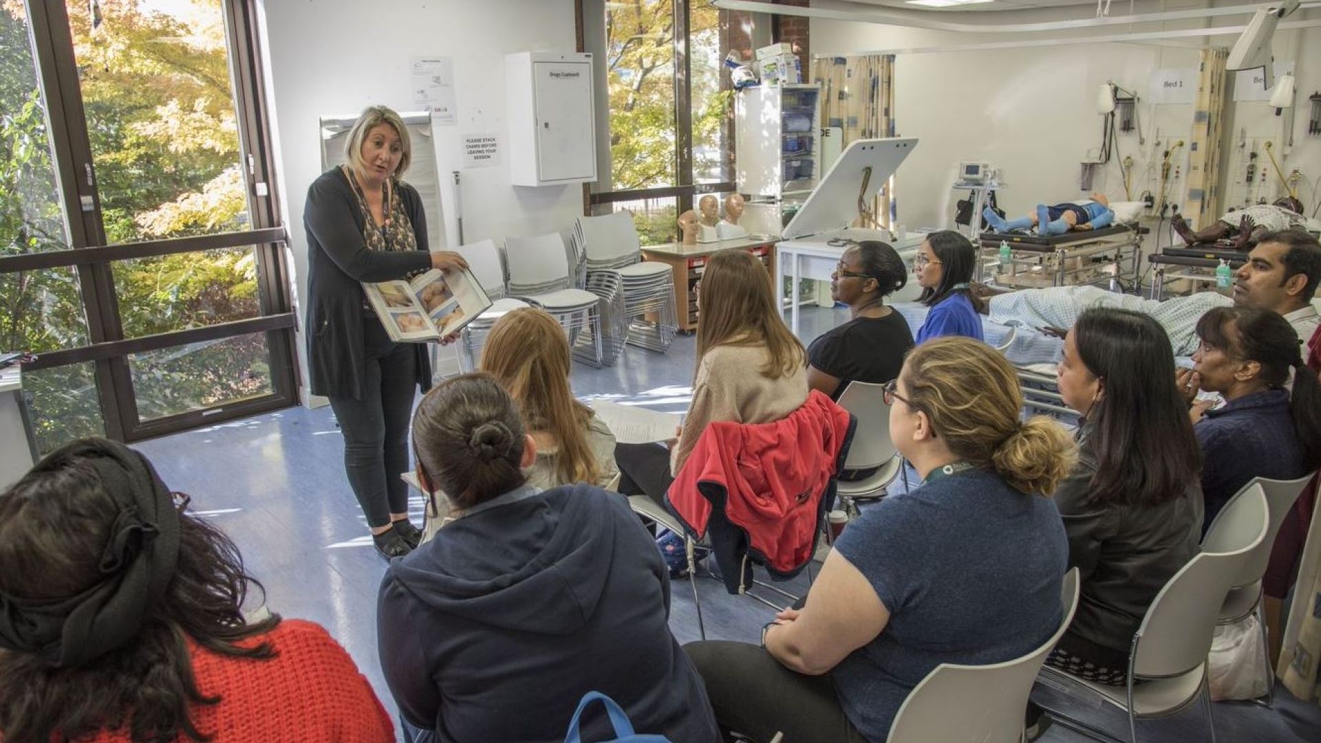 Nursing lecture with students being taught