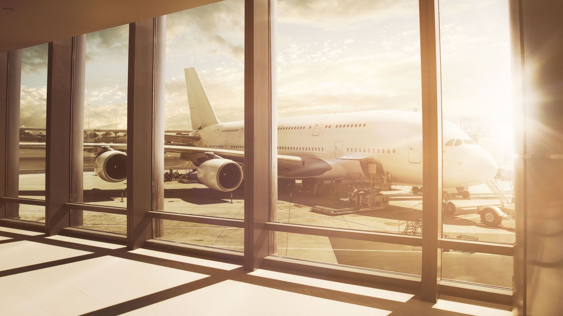 plane at airport on a sunny day