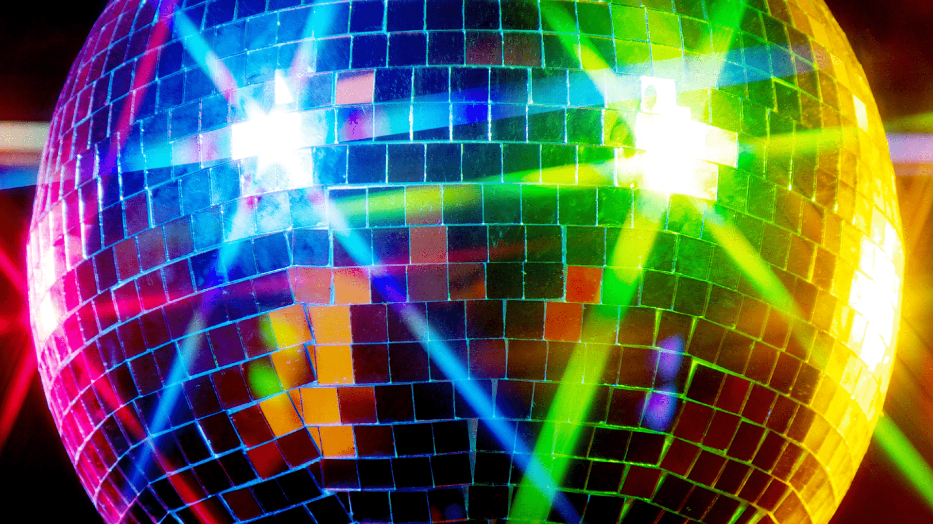 Disco ball in rainbow colours