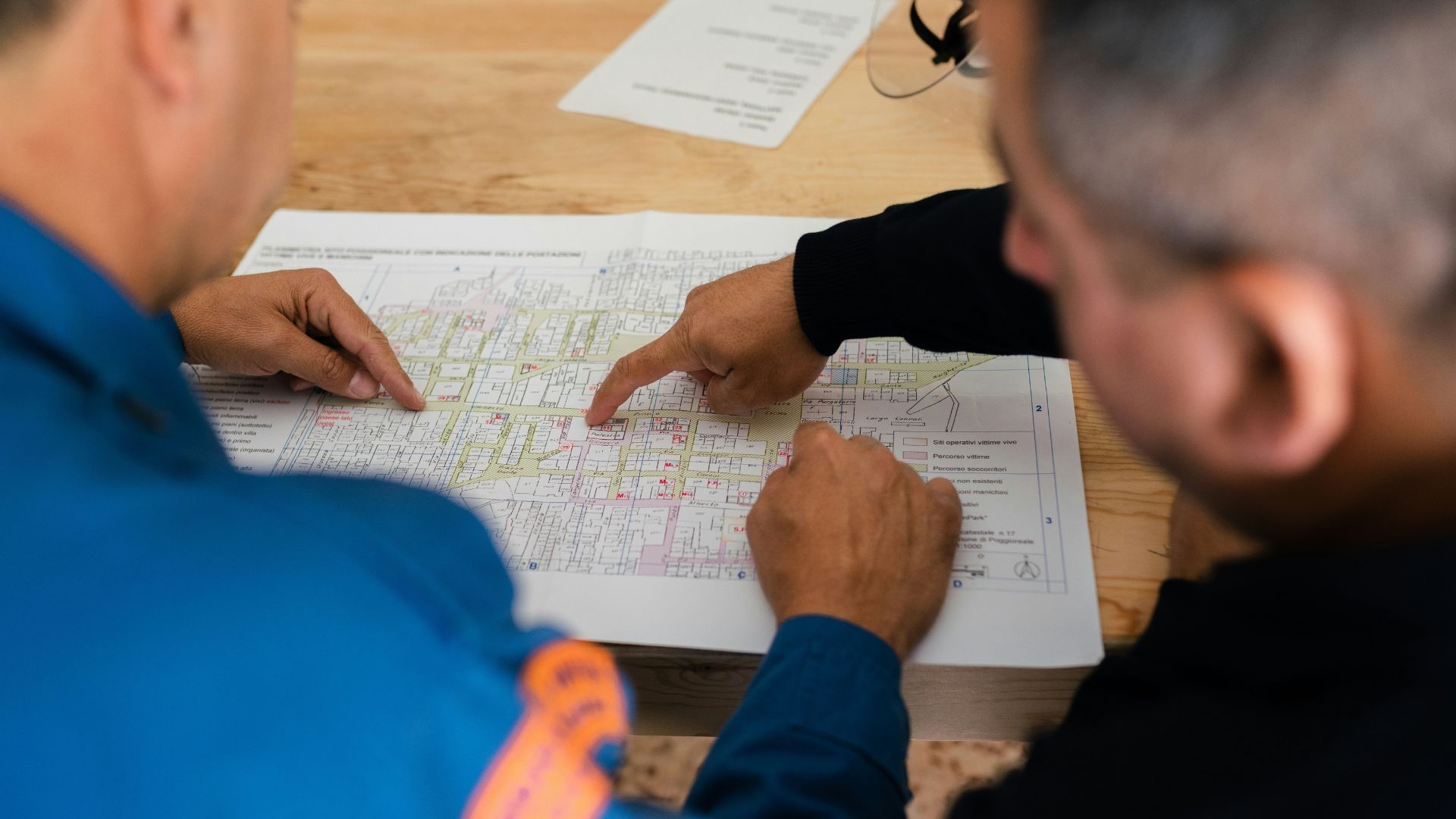Two Engineering students looking at a site plan