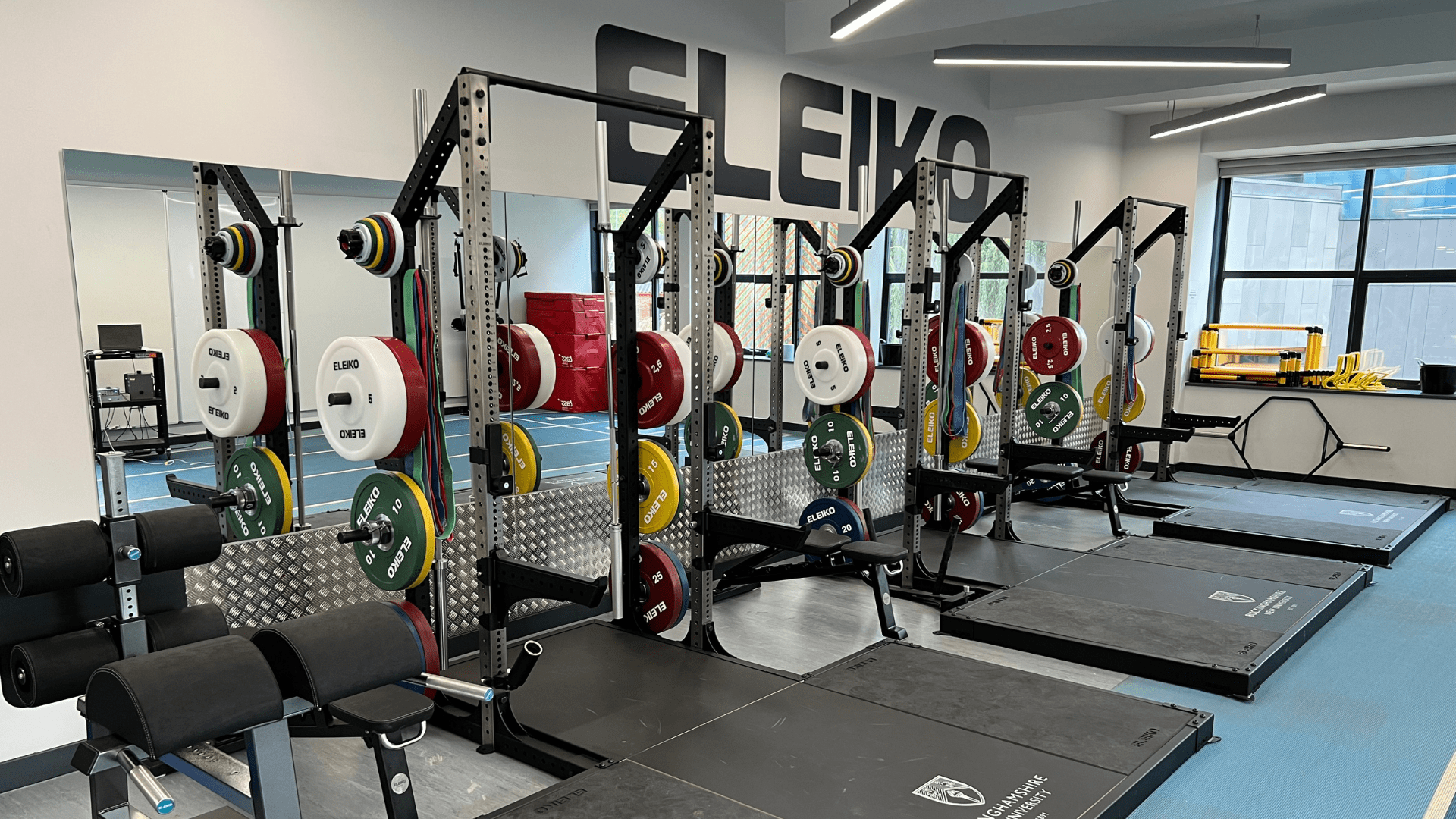 Weights rack in the Sports and Human Performance Lab
