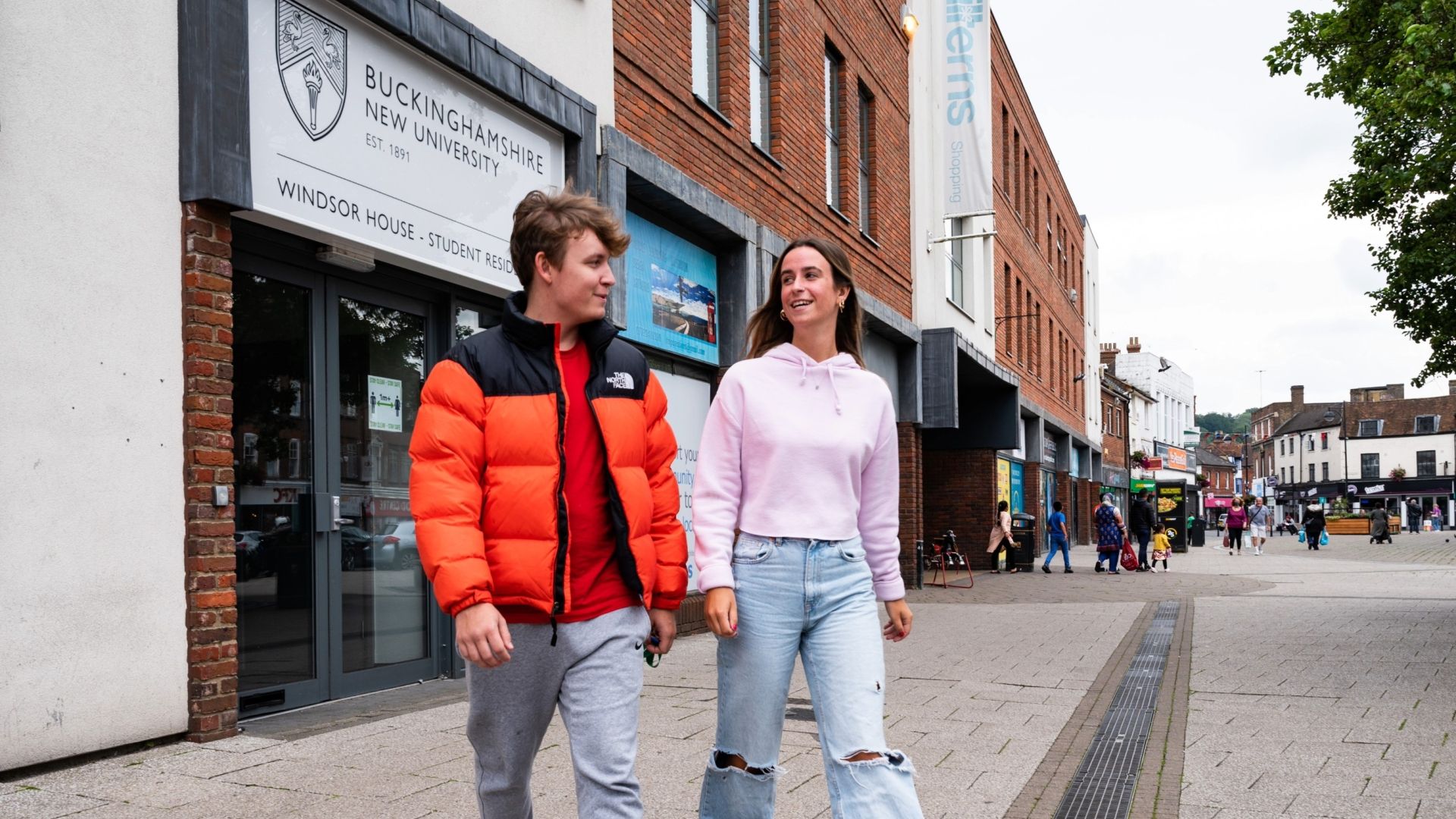 Two students outside Windsor House