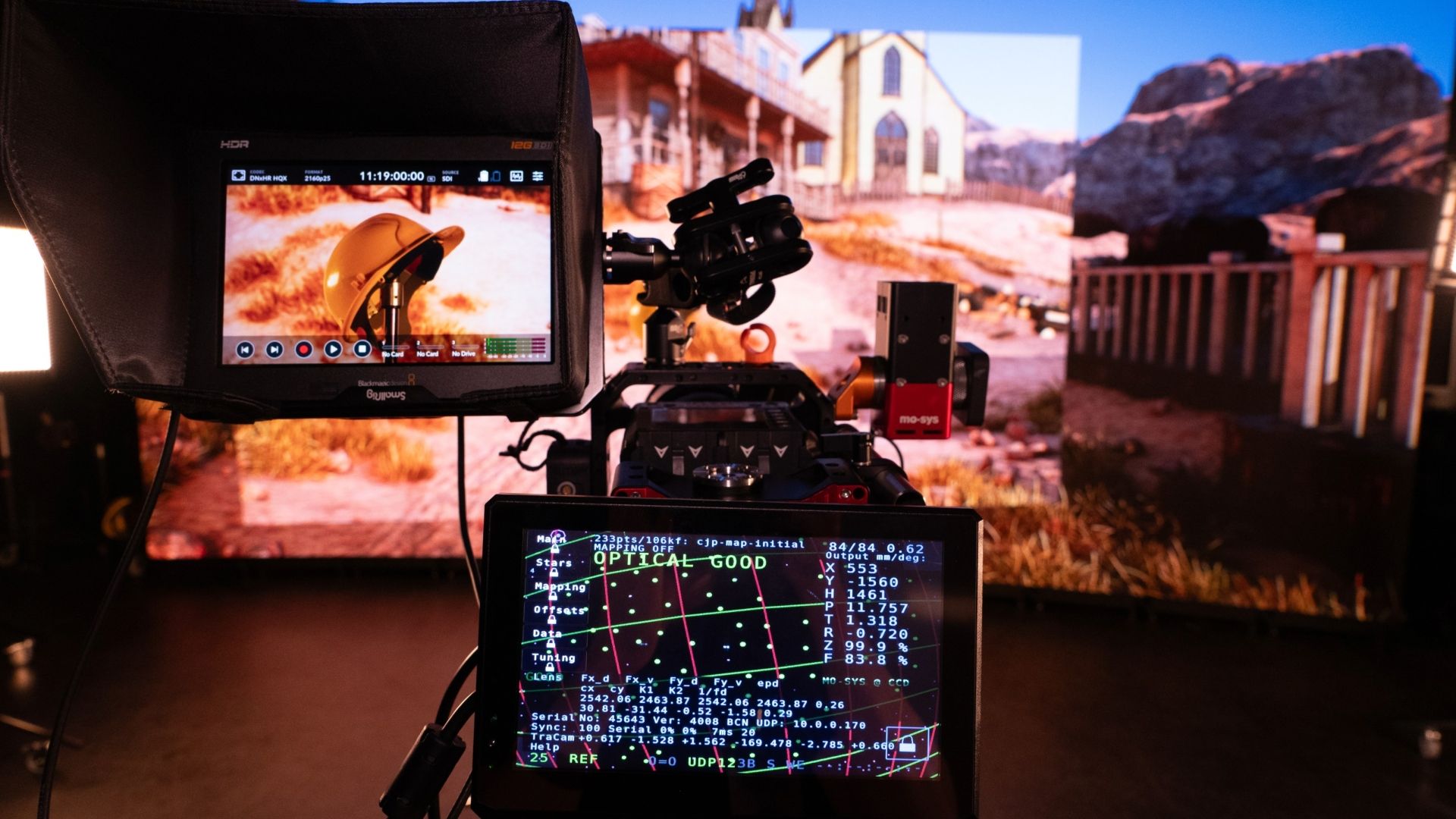 Camera pointing at the LED Screen in the Creative and Digital Industries facilities