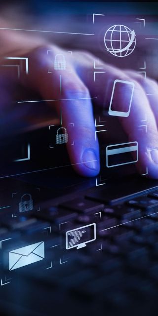 Cyber security laptop with locked symbol 