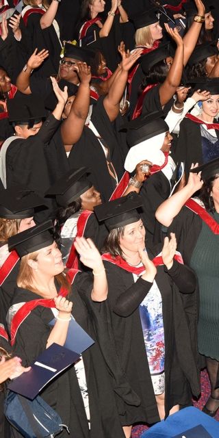 Crowd of students wearing their Graduation gowns