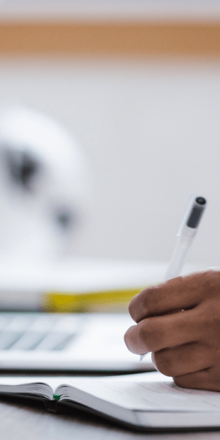 Student studying on laptop