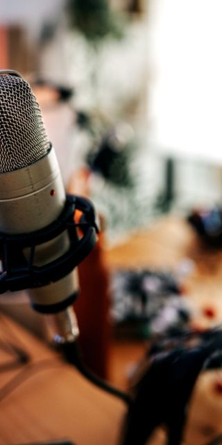 microphone set up for podcast session