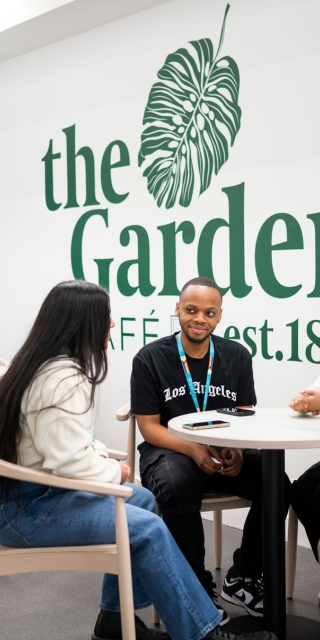Group of students at the Garden Cafe