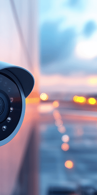 Security camera with a plane on the runway