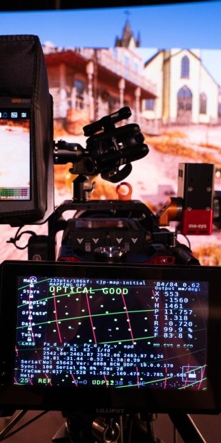Camera pointing at the LED Screen in the Creative and Digital Industries facilities