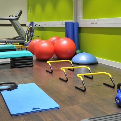 Gym equipment - kettle bells, hurdles, running machine