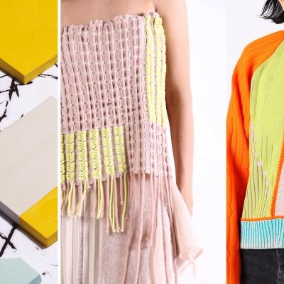 A scarf and a jumper designed by our students