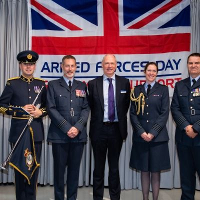 Local RAF Station Commanders, Central Band of the Royal Air Force, Piers Morrell OBE, Professor Nick Braisby, Wayne Palmer and Matthew Herring Rogers