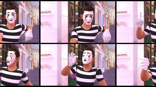 6 animated clowns with face paint