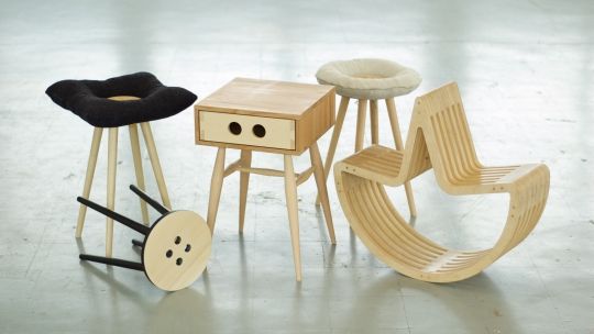 Bedroom stools made out of wood