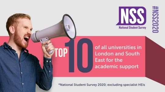 Top 10 of all universities in London and South East for the academic support