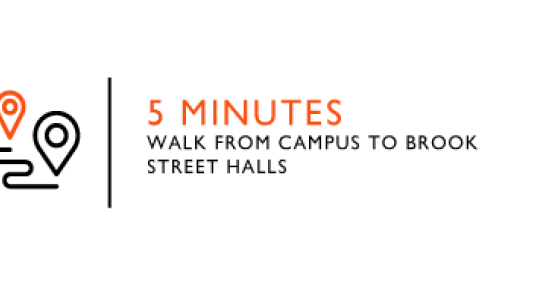 5 min walk to book street halls