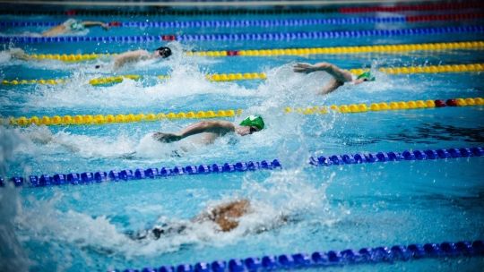 Close up of a swimming race
