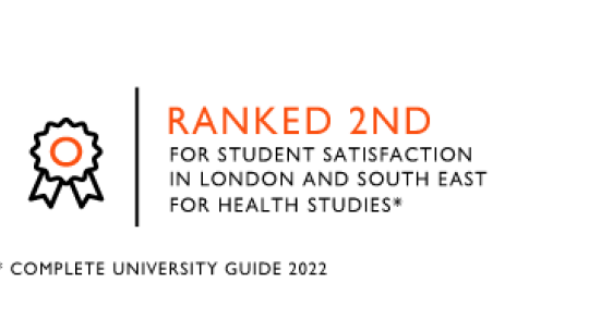 Ranked 2nd for student satisfaction in London and south east for health studies