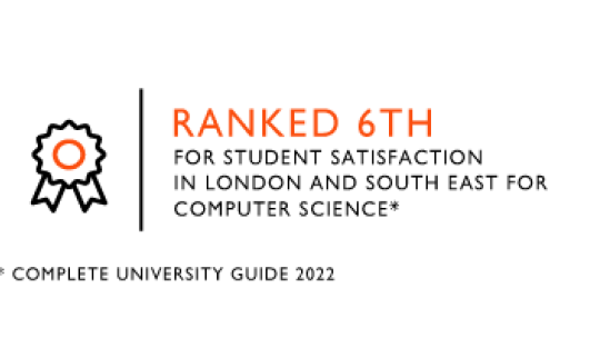 Ranked 6th for student satisfaction in London and south east for computer science