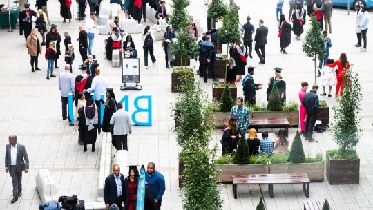 Graduands and their families at BNU concourse from above