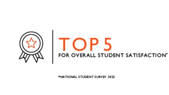Top 5 for Student Satisfaction - NSS 2022 infographic