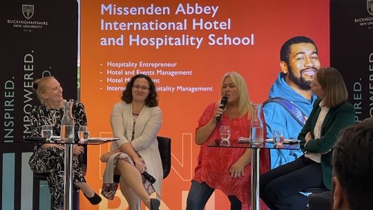 Panel members in discussion at Missenden Abbey International Hotel and Hospitality School launch event