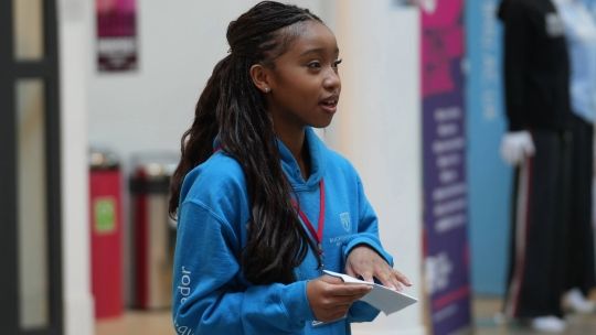 Student ambassador leading a campus tour