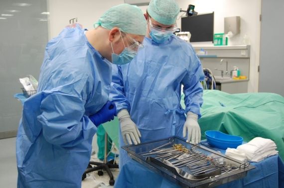 Operating Department Practitioner students in scrubs