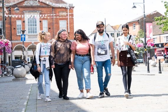 Students in High Wycombe town