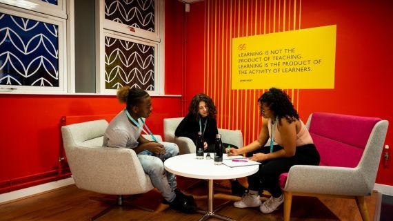 Students sat in walkways