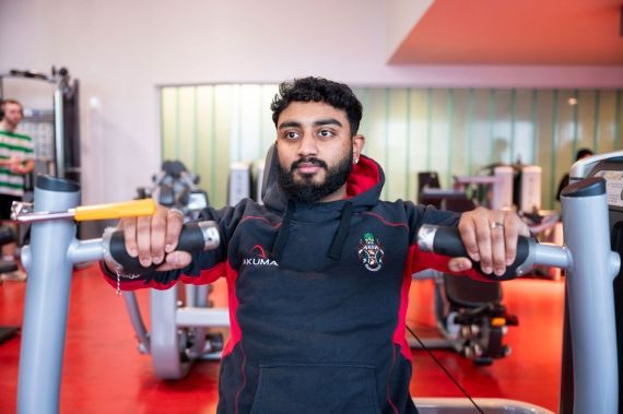 Male student in Gateway Gym