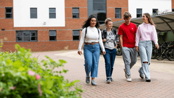 Students walking on campus