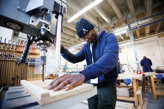 Furniture Design student working on a project