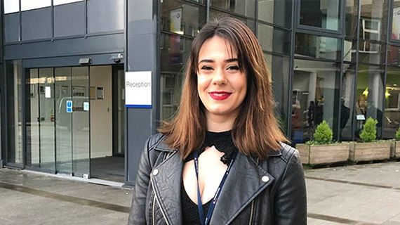 Sarah Clarke stood outside Bucks Gateway building