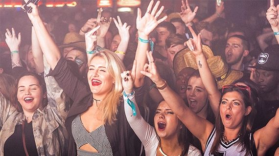 Students partying in a night club