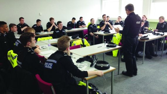 group of policing students in lecture room