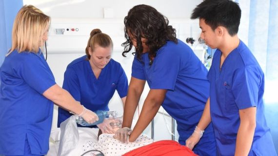 Operating Department Practice students working on simulation