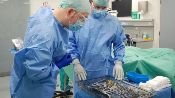 Operating Department Practitioner students in scrubs