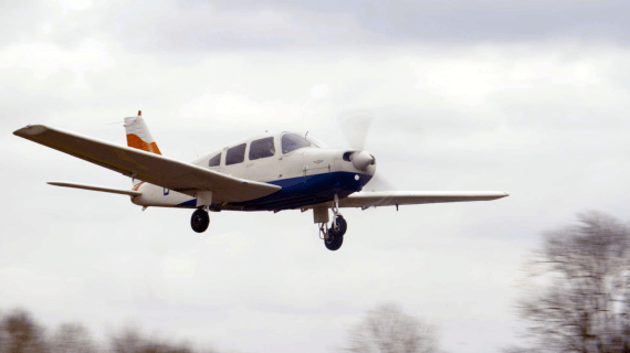 plane about to land after being in flight