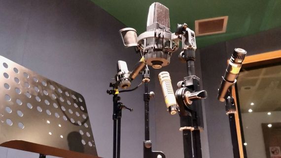 Microphone close up in Audio and Music studios