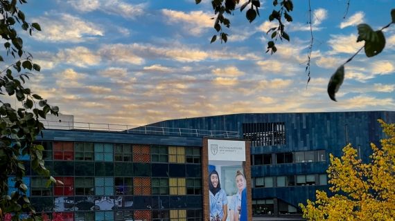 High Wycombe campus through trees